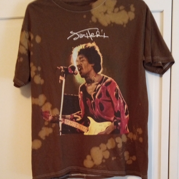 Authentic Hendrix Other - Brown Graphic T-Shirt with Music Icon Print